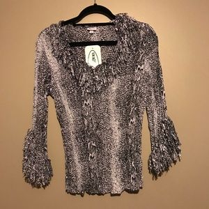 NWT Agora Black & White Snake Shred Top Large